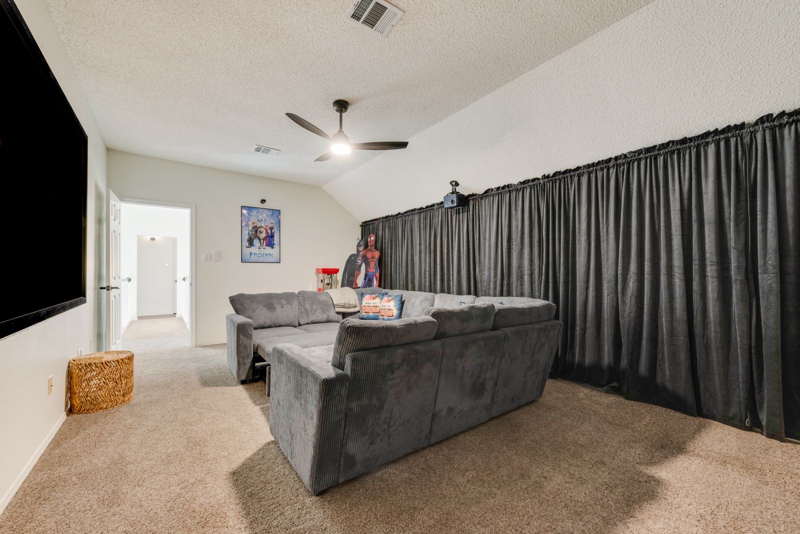 Cinema room with oversized sofa